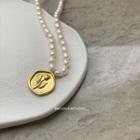 Rose Pendant Alloy Faux Pearl Necklace K17 - White & Gold - One Size