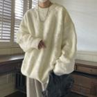 Long-sleeve Plain Embossed Sweater