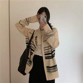 Striped Zip-up Cardigan / Sweater