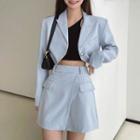 Set: Crop Blazer + A-line Skirt