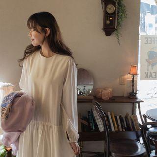 Drop-waist Maxi Shirred Dress