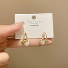 Heart Faux Pearl Alloy Dangle Earring 1 Pair - E4950 - Gold & White - One Size