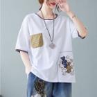 Round-neck Patch Embroidered T-shirt