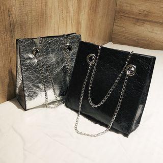 Chain Strap Faux Leather Tote Bag