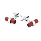 Fashion High-end Red Geometric Cylindrical Wooden Cufflinks Silver - One Size