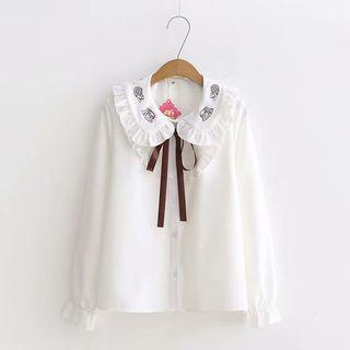 Peter Pan Collar Embroidered Shirt