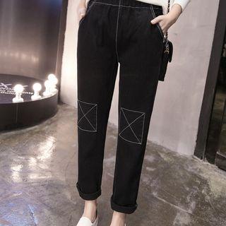 Knee-patch Straight-cut Jeans