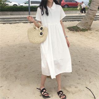 Plain Peter-pan Collar Losse-fit Short-sleeve Dress