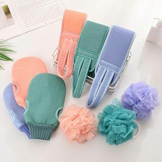 Set Of 3: Shower Ball + Body Scrubber + Body Scrub Mitt