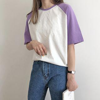 Contrast Color Short-sleeve T-shirt