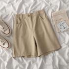 High-waist Plain Shorts Almond - One Size