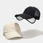 Lettering Embroidered Baseball Cap With Sun Protection Flaps