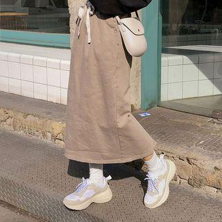 Drawstring-waist H-line Midi Skirt