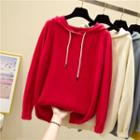 Long-sleeve Plain Knit Hoodie