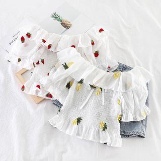 Embroidered Ruffle-trim Blouse