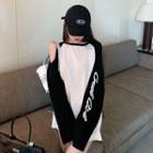 Cold-shoulder Lettering Raglan T-shirt As Shown In Figure - One Size