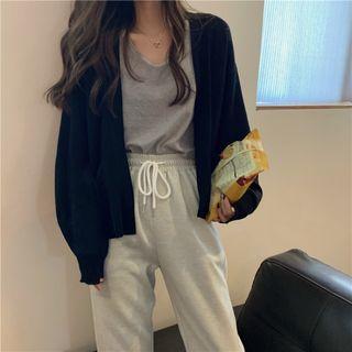 Plain Cardigan / Drawstring Sweatpants