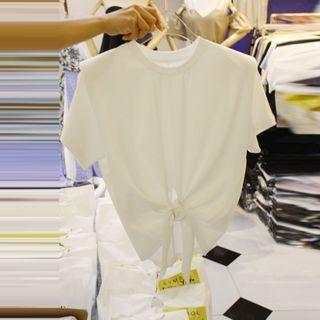 Tie-waist Padded Short-sleeve Top