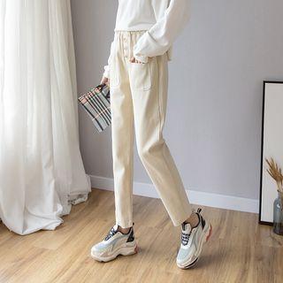 Pocket Detail High Waist Straight-cut Pants