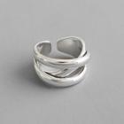 925 Sterling Silver Layered Hoop Open Ring Silver - 14