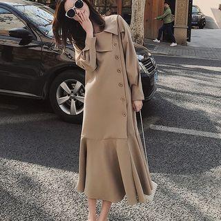 Asymmetrical Single-breasted Midi Coatdress