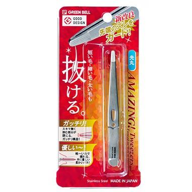 Green Bell - Round Tip Amazing Tweezers 1 Pc - Black