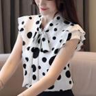 Cap-sleeve Dotted Blouse