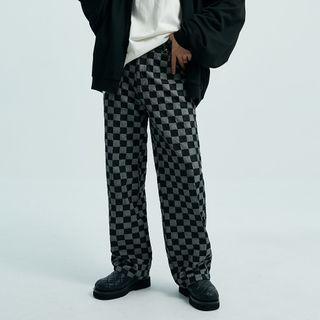 Checkerboard Loose Fit Jeans