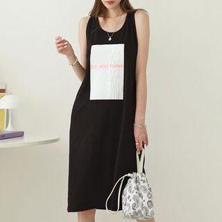 Neon-letter Color-block Tank Dress