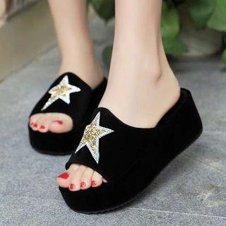 Star Platform Slide Sandals