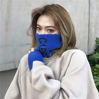 Lettering Turtleneck Mock Two-piece Pullover