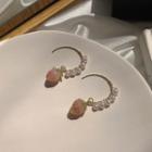 Peach Faux Pearl Dangle Earring 1 Pair - Hook Earrings - White & Pink - One Size
