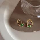 Faux Crystal Alloy Dangle Earring 1 Pair - Gold & Green - One Size