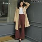 Raglan-shoulder Hidden-button Single-breasted Trench Coat