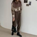 Puff-sleeve Shirt / Cape / Dress Pants / Set