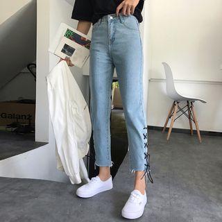Lace Up Side Slim Fit Jeans
