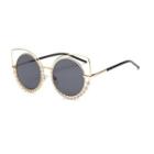 Rhinestone Cat Eye Metal Frame Sunglasses