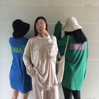 Dolman Long Sleeve Lettering T-shirt Dress
