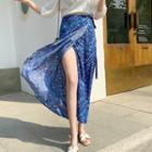 Floral Midi A-line Wrap Skirt