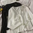 V-neck Plain Embroider Top