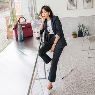 Set: Double-breasted Blazer + Straight-cut Dress Pants