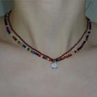 Bead Pendant Layered Alloy Choker Red - One Size