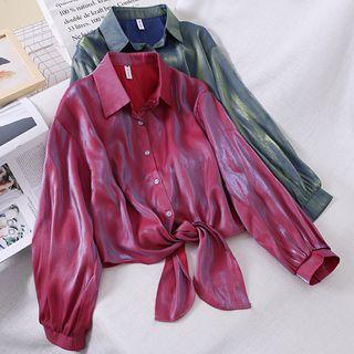Iridescent Tie-front Shirt
