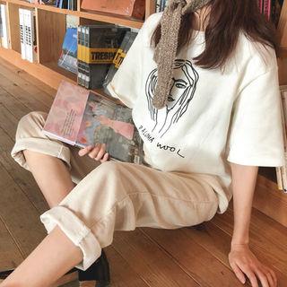 Short-sleeve Face Illustration T-shirt