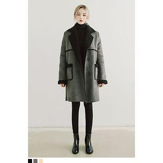 Double-breasted Faux-shearling Long Jacket