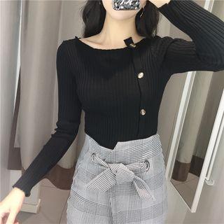 Buttoned Rib Knit Top