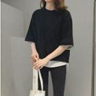 Short-sleeve Layered Top Black - One Size