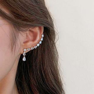 Rhinestone Cuff Earring 1 Pc - Silver Stud - Left Ear - Silver - One Size