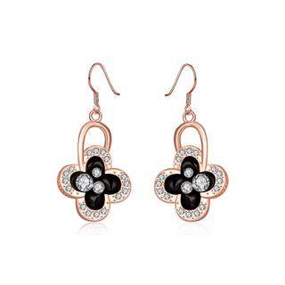 Elegant Plated Rose Gold Four-leafed Clover Earrings With Austrian Element Crystal Rose Gold - One Size