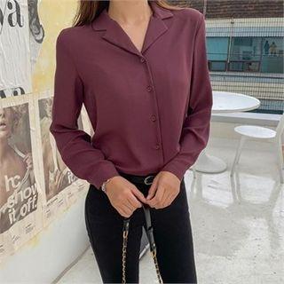 Notched-collar Crepe Shirt